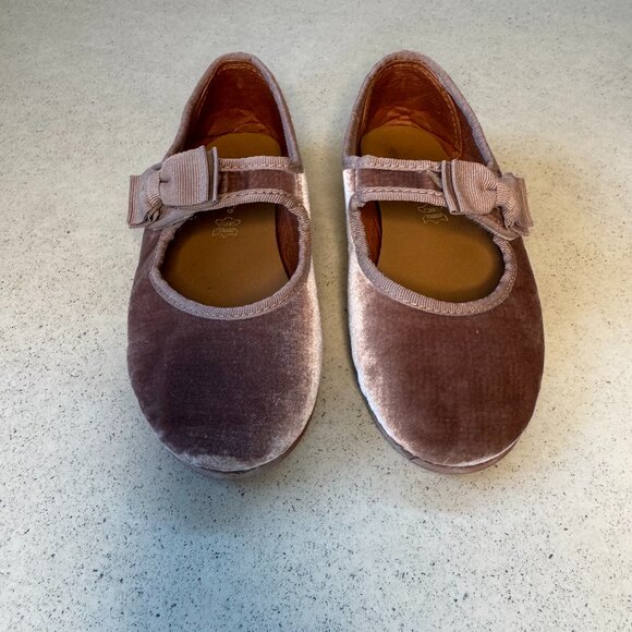 Elephantito Velvet Bow Mary Janes – Dusty Rose Size 12/EU 29 - Picture 1 of 7
